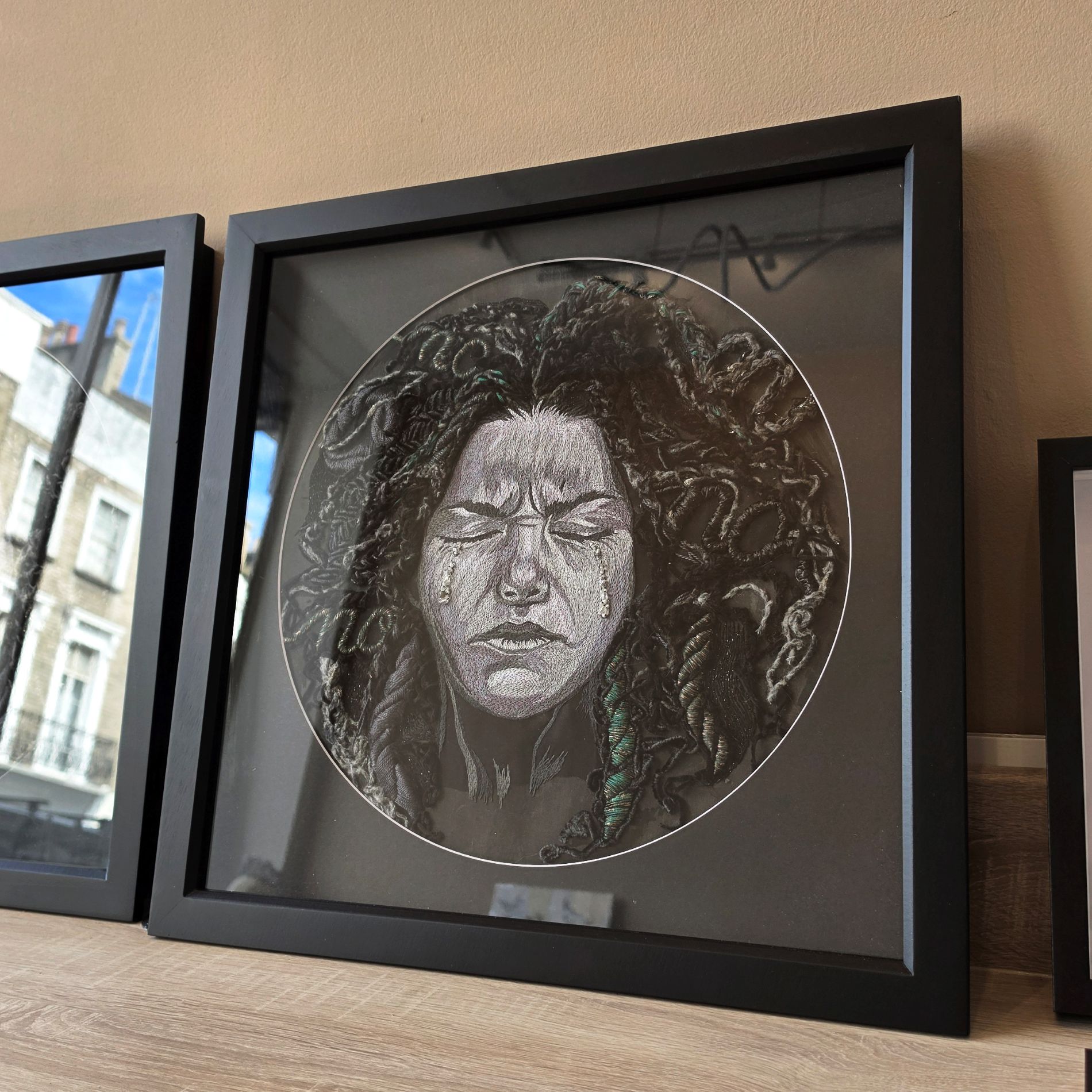 Home 1 Power of No Sorrow Framed Hand Embroidered Wall Art