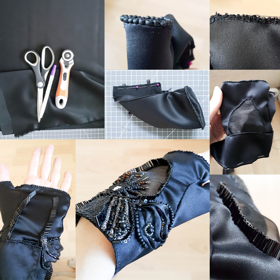 Hand embroidered glove bag work in progress