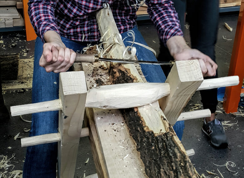 A shaving horse is a basic tool for building a Windsor chair traditionally utilizing only hand equipment. Developing this device was the first stage of the Windsor chair Project. During the manufacturing process, the team has faced not only several challenges such as working with raw wood, dealing with bodger ways of development, but also gained different completely new skills including a log treatment with hand tools.