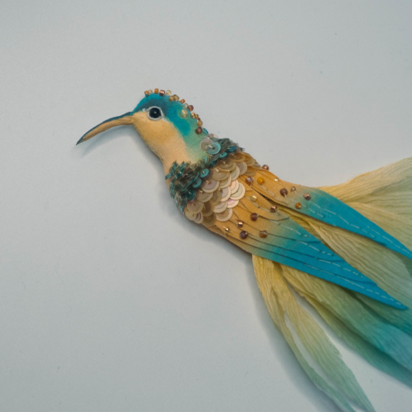 hummingbird brooch handmade embroidery