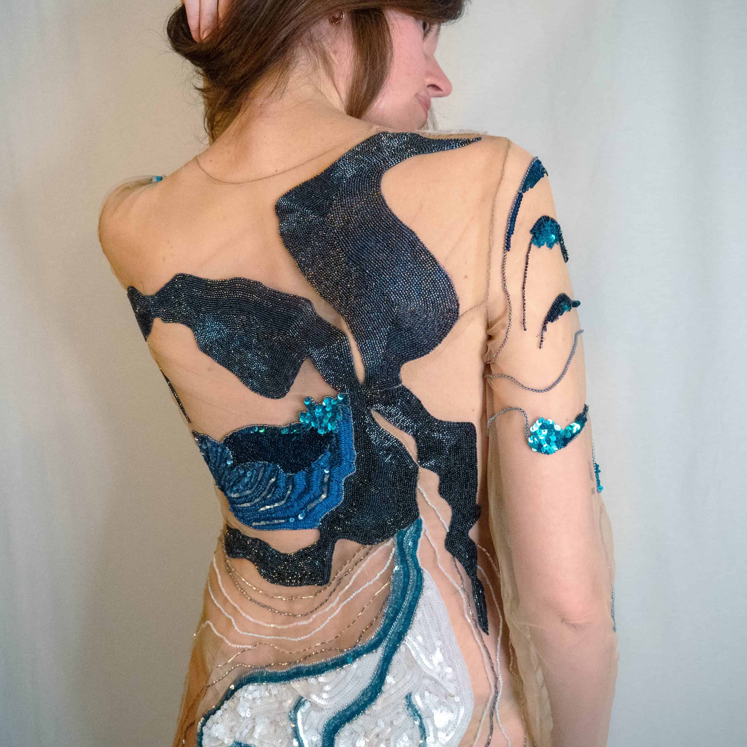 Lady Slipper Couture Dress with Luneville Embroidery by Ksenia Semirova Lady Slipper Couture Dress with Luneville Embroidery 100% hand crafted