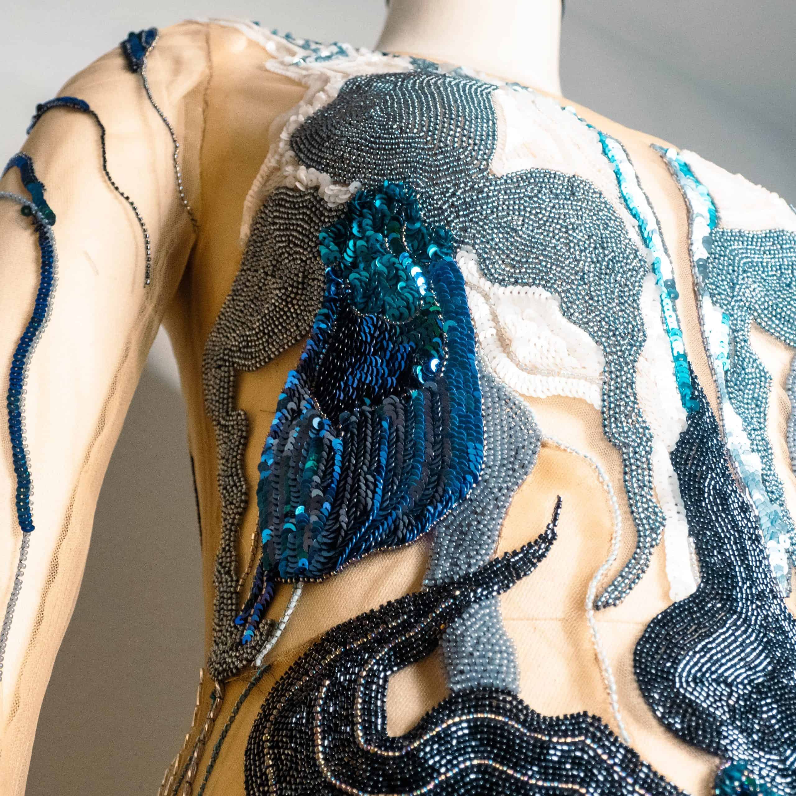 Lady Slipper Orchid Couture Dress Details Lady Slipper Couture Dress with Luneville Embroidery