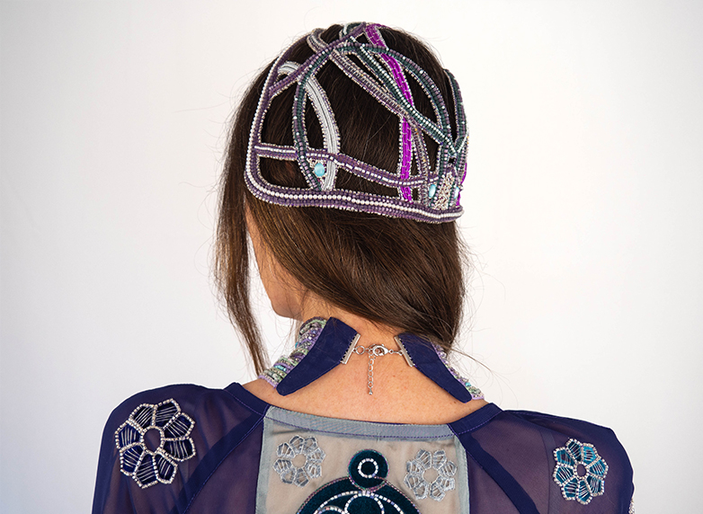 Night Sun Headpiece - design and hand embroidery by Ksenia Semirova