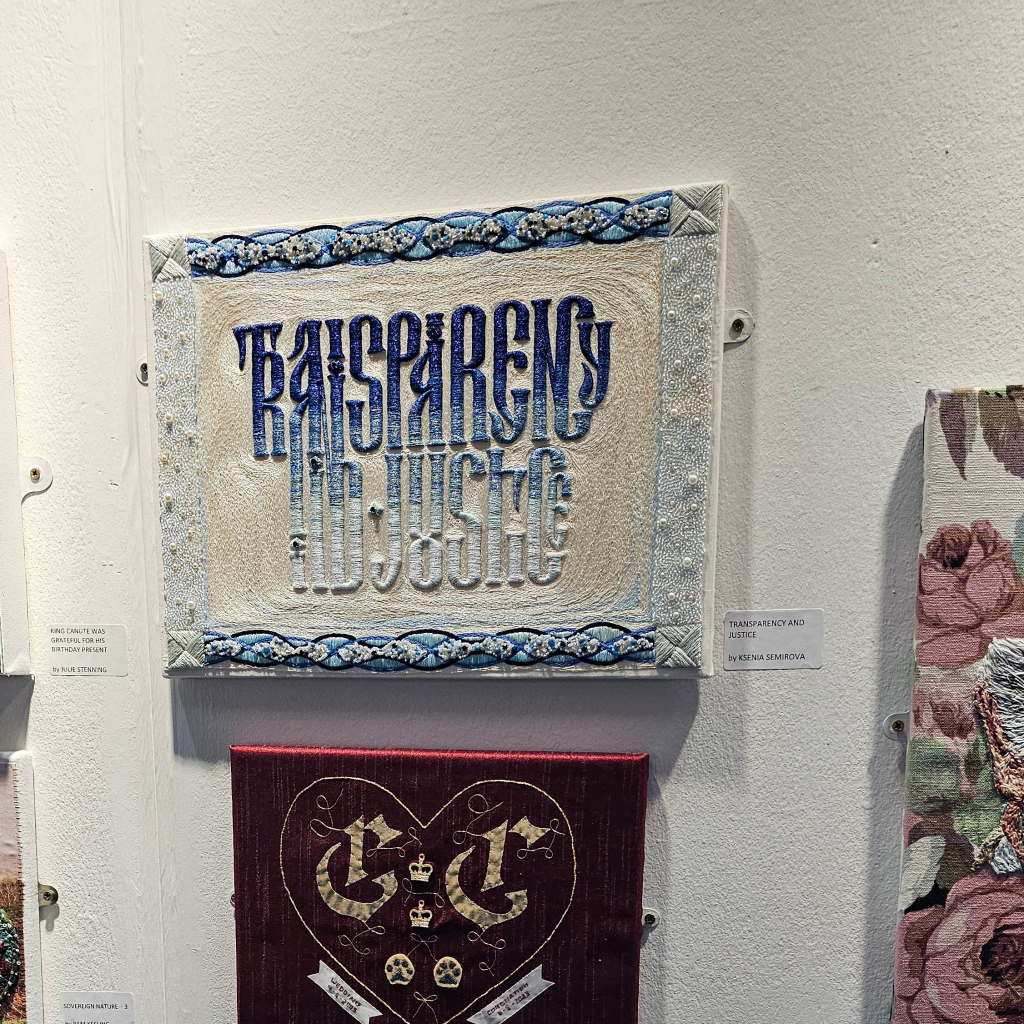 Transaprency and Justice at the Knitting and Stitching show, London, October 2023
