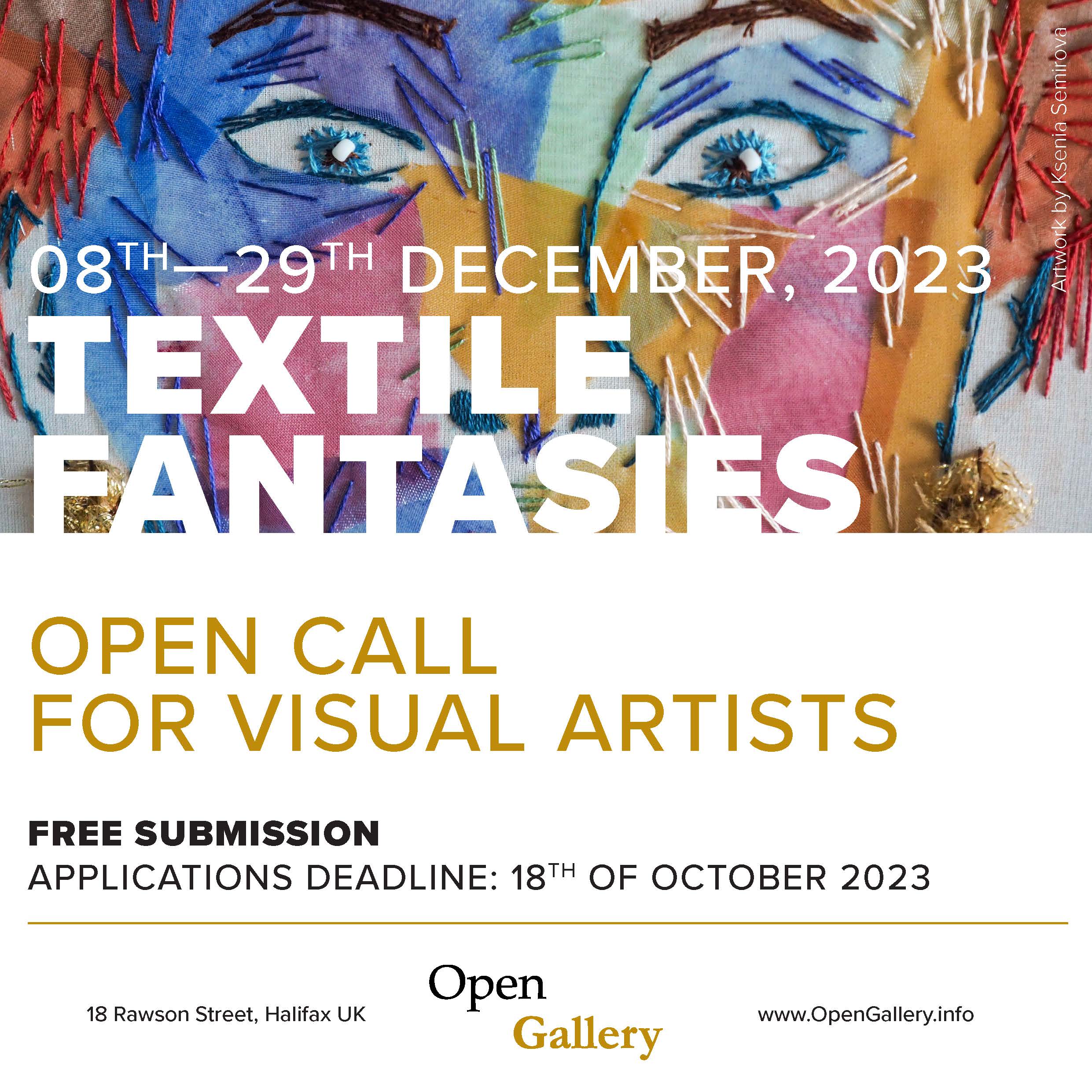 My “Dreaming of a White Christmas” Series in “Textile Fantasies” Exhibition at Open Gallery, Halifax!