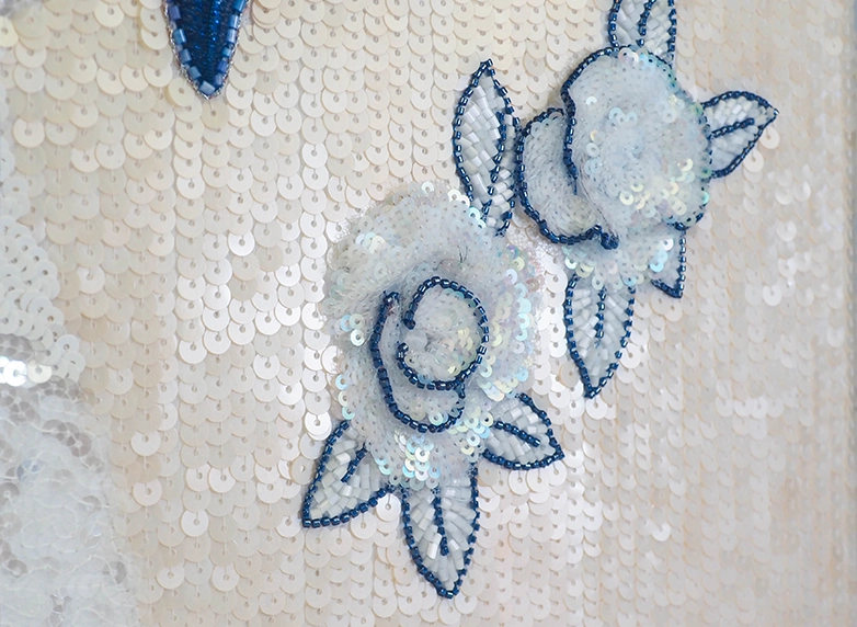 Parisian Couture - contemporary goldwork hand embroidery wall panel - Details - Chanel - camellias