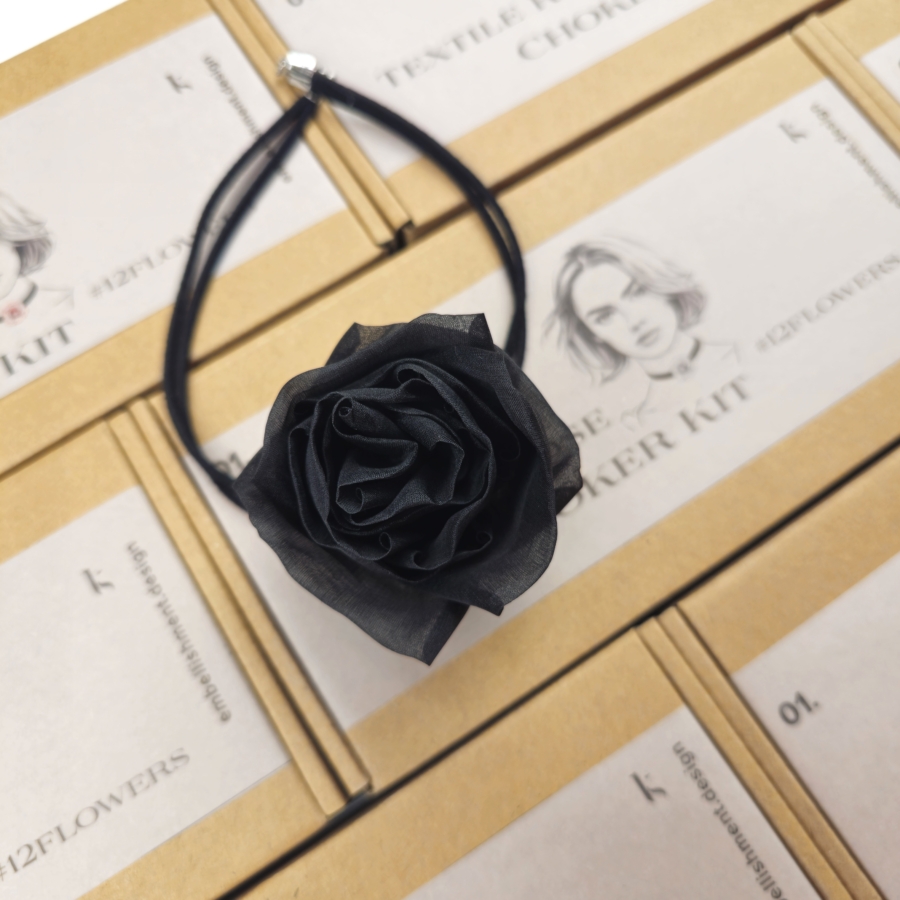 Textile Rose Choker Craft Kit Black