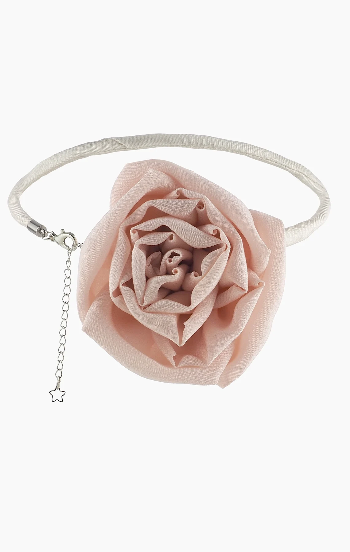 Handmade Pink Silk Rose Choker Necklace with Lobster Clasp, Romantic style jewelry