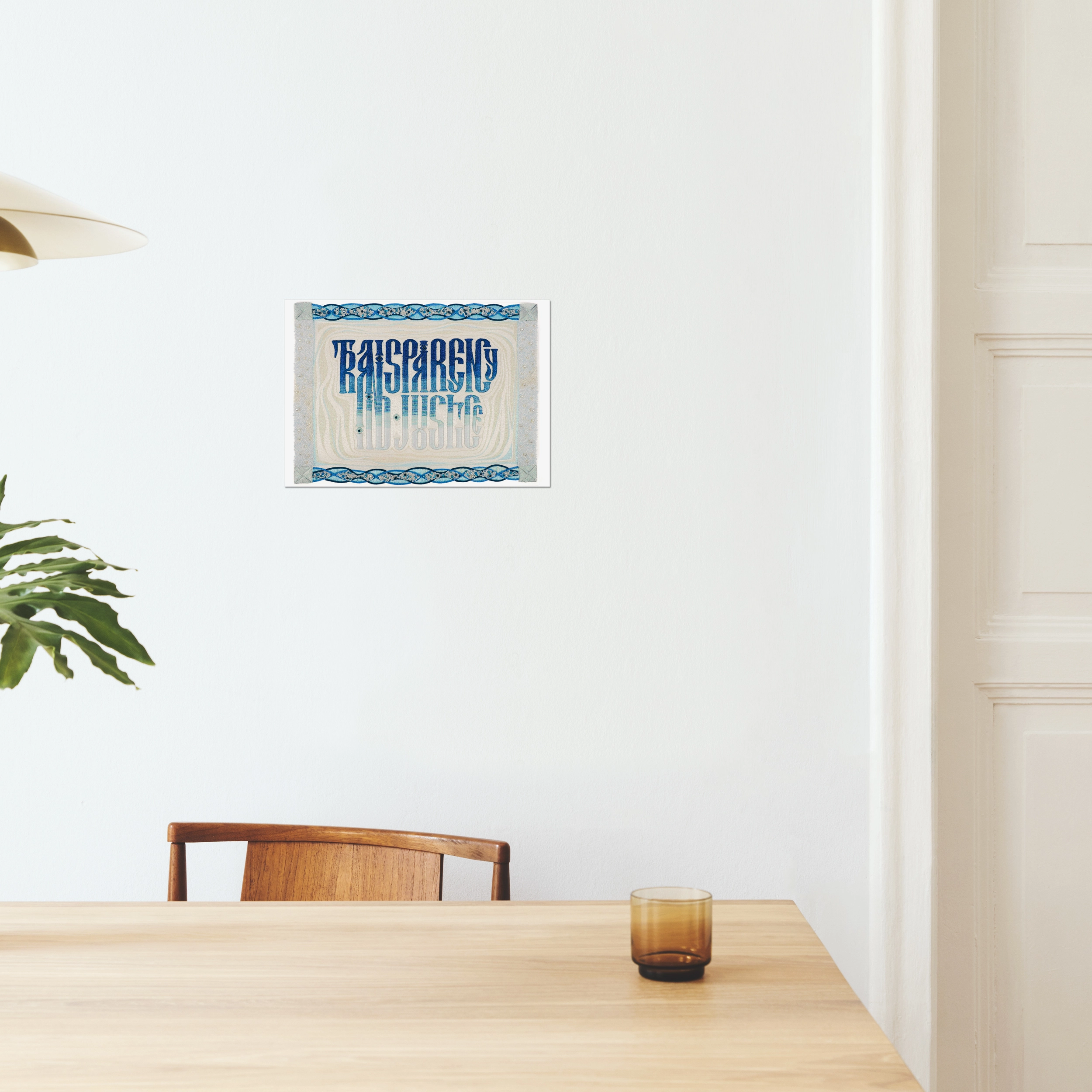Transparency and Justice Art Print | Ksenia Semirova. Embroidery art Transparency and Justice Art Print A3, Original Hand embroidery wall panel