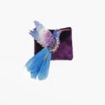 Flying Hummingbird Textile Brooch Blue and Purple