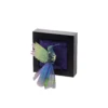 Flying Hummingbird Textile Wall Panel and Brooch Forest Green and Purple - handcrafted in the UK hummingbird art