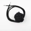 Handmade black silk rose choker with adjustable satin lace, featuring a 11 cm silk chiffon rose