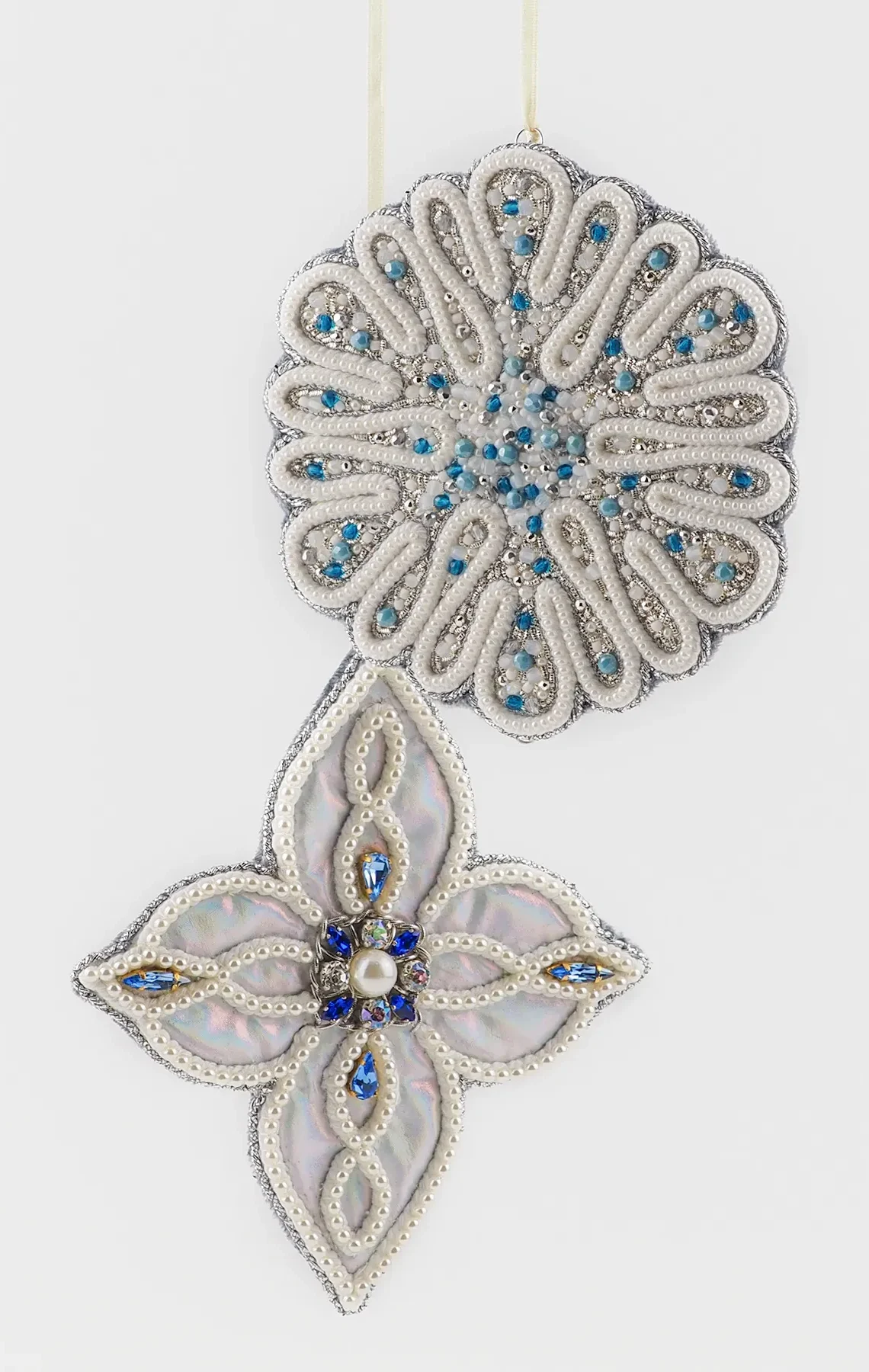 Handcrafted Snowflake Ornament – Jewels of Winter Collection. Introduction to Pearl Embroidery