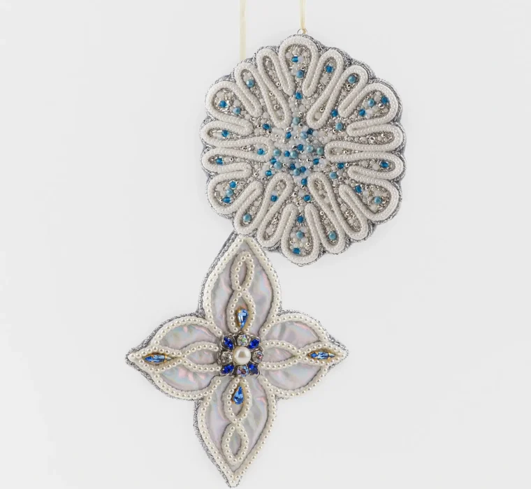 Handcrafted Snowflake Ornament – Jewels of Winter Collection. Introduction to Pearl Embroidery