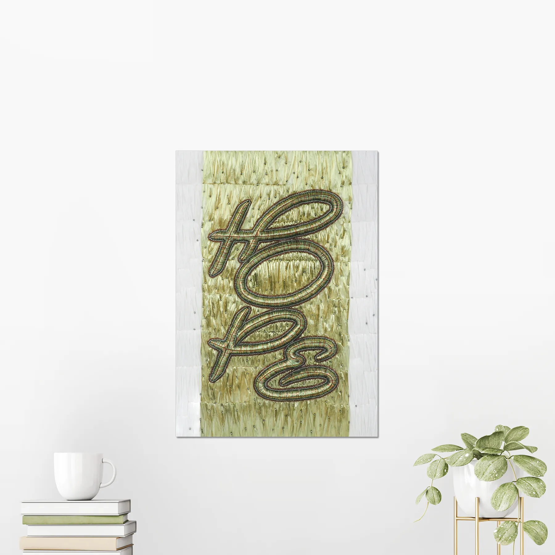 Hope art print featuring motivational wall art with the word 'Hope' in bold, elegant typography on a textured matte background. Available unframed in A2, A3, A4, and A6 sizes, this piece inspires positivity and resilience